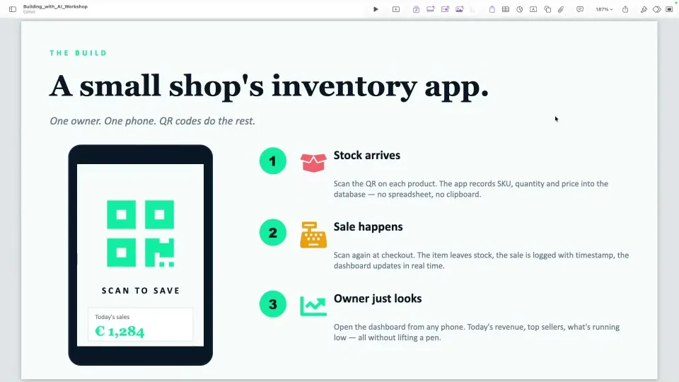 Die Workshop-App: Lagerverwaltung für einen kleinen Laden mit QR-Codes